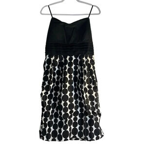 Ashley Stewart Womens Strapless Sun Dress Black & White Polka Dots Sash Size 16